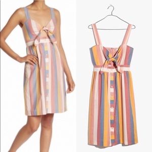 Madewell Tie-Front Cutout Dress in Sherbet Stripe